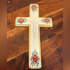 DUM KERAMIKY Ceramic Crucifix Made In solvakia By Maria Hanusek Handmade Painted